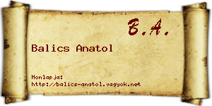 Balics Anatol névjegykártya